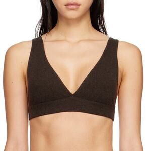 Lisa Yang One Size The Capucine Bralette Cashmere Knit Bra Wood Dark Brown NWT